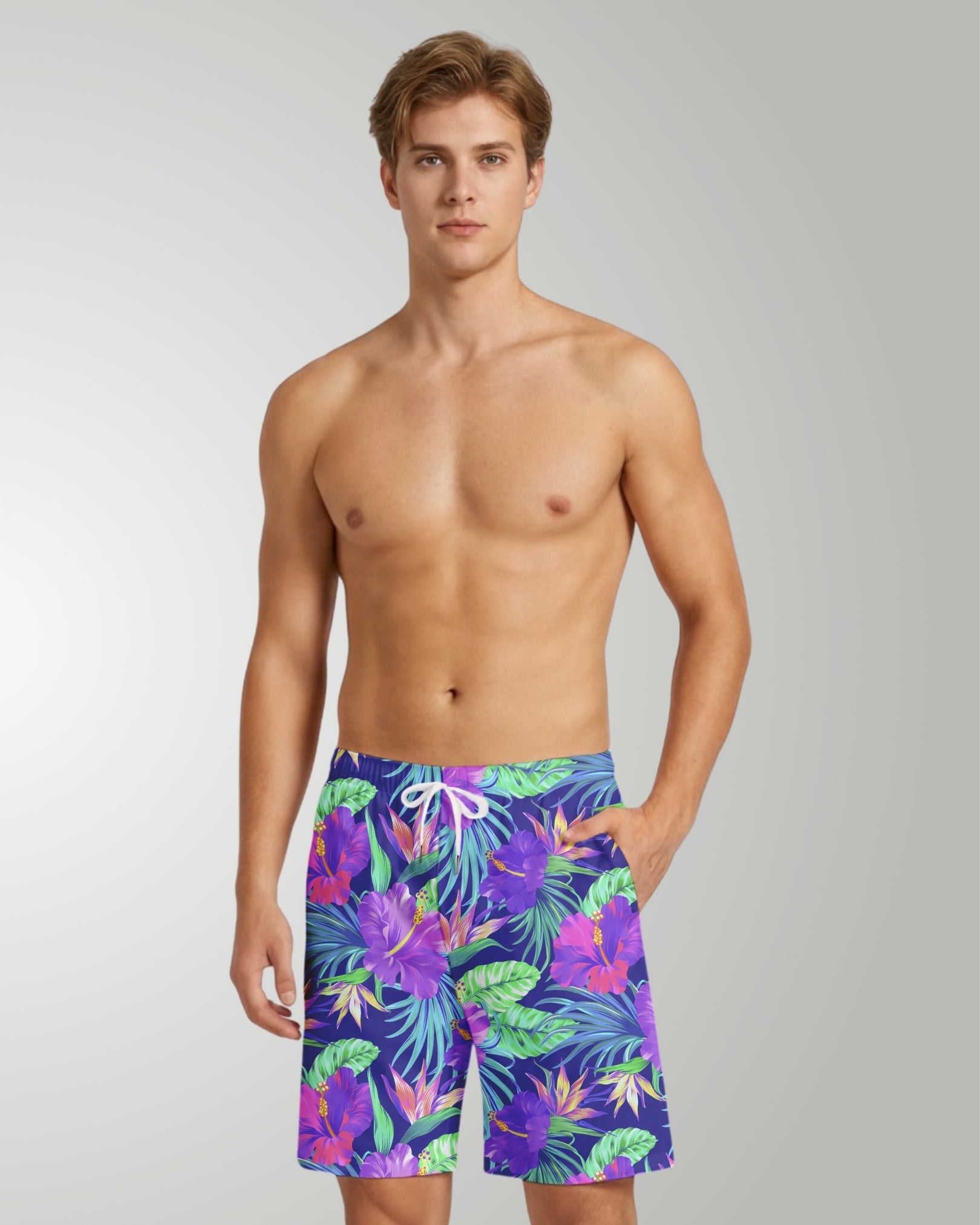 Mens Beach Shorts - Purple Paradise