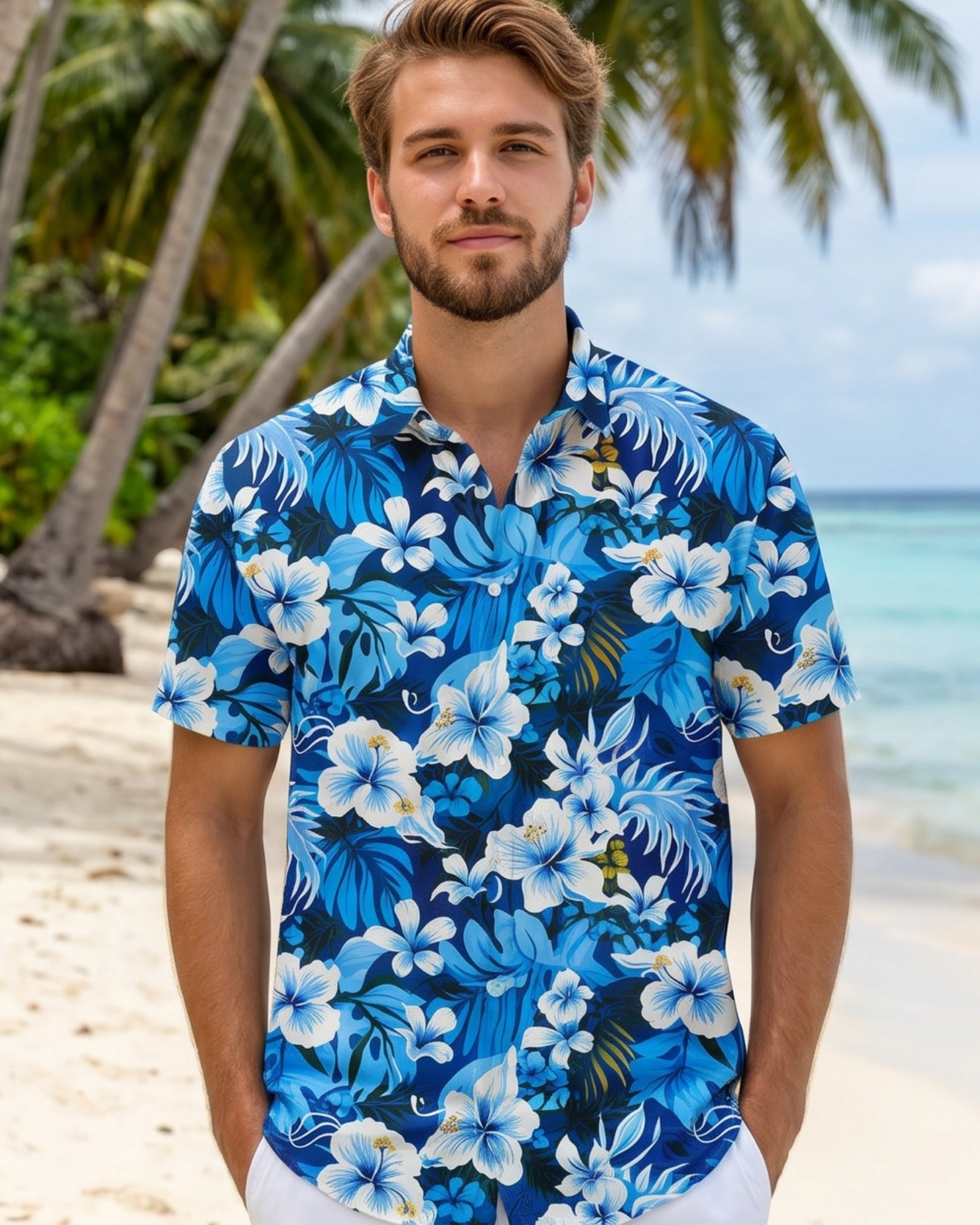 Mens Hawaiian Shirt - Blue Hawaiian