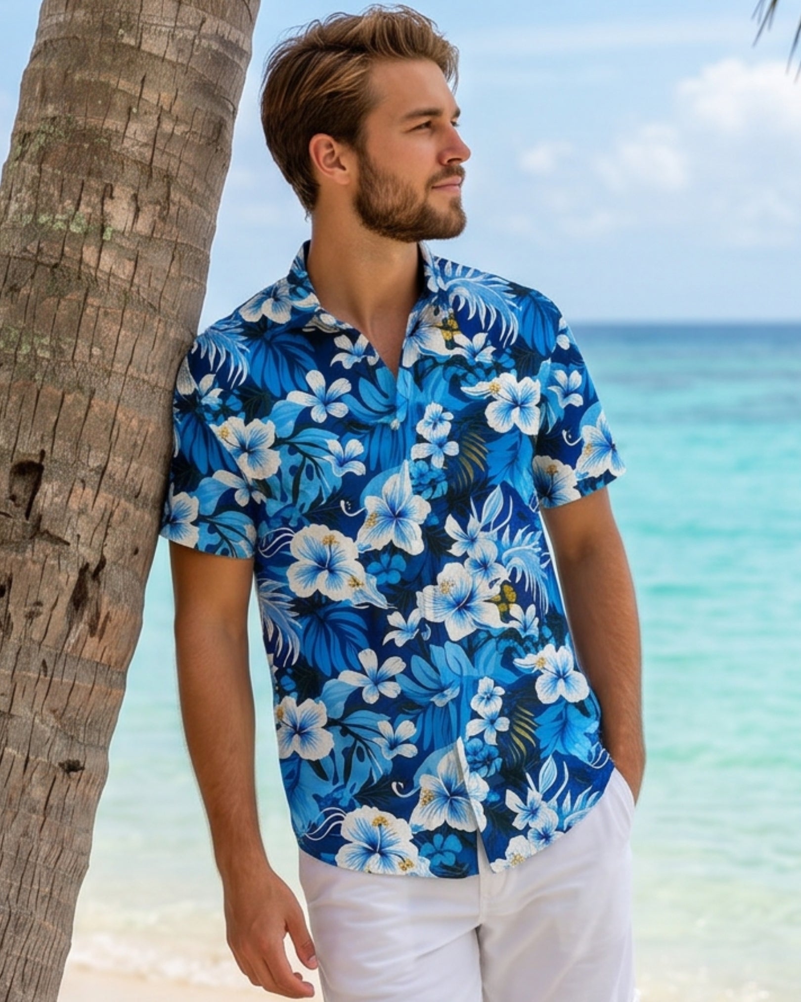 Mens Hawaiian Shirt - Blue Hawaiian