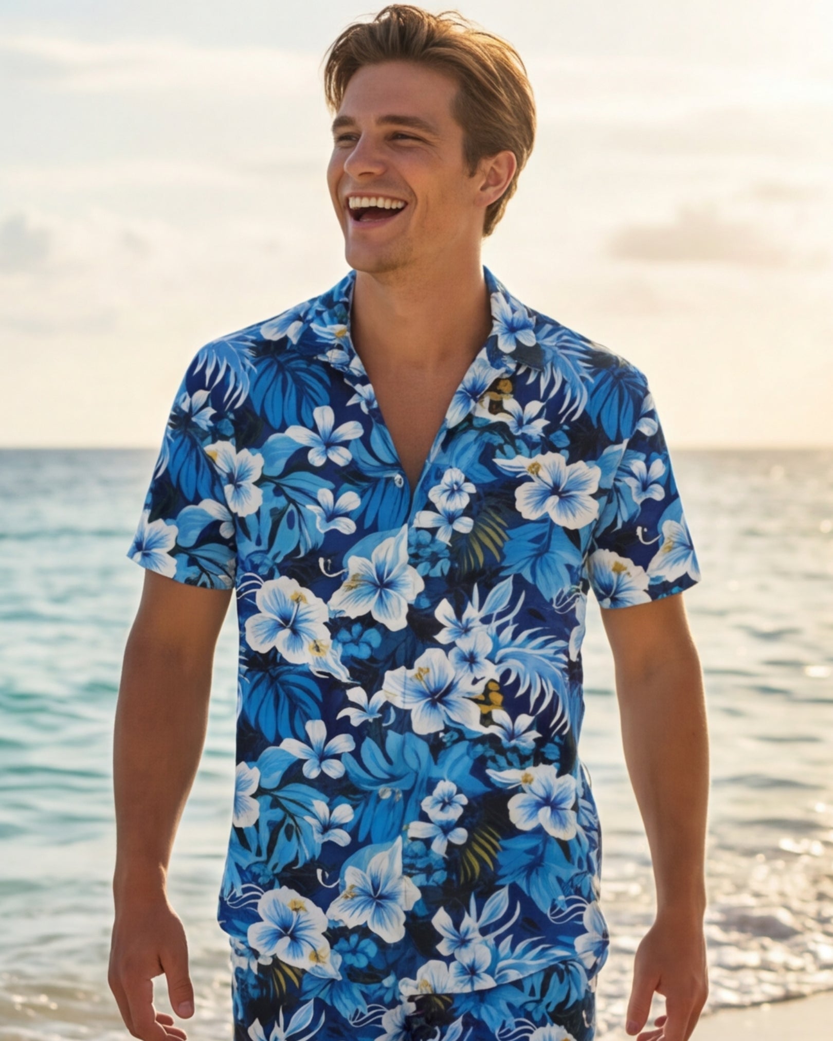 Mens Hawaiian Shirt - Blue Hawaiian