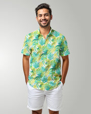 Mens Hawaiian Shirt - Green Palms