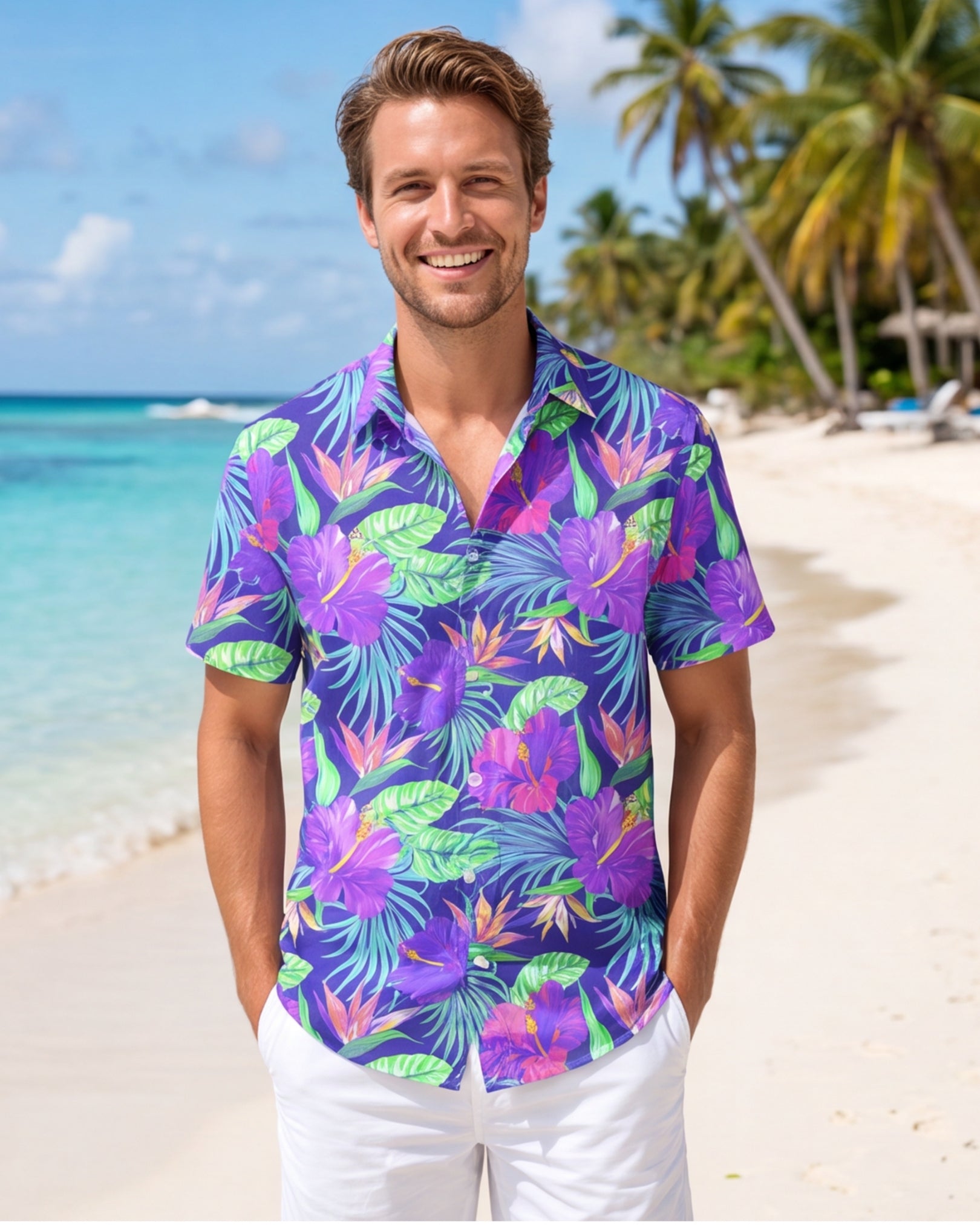 Mens Hawaiian Shirt - Purple Paradise