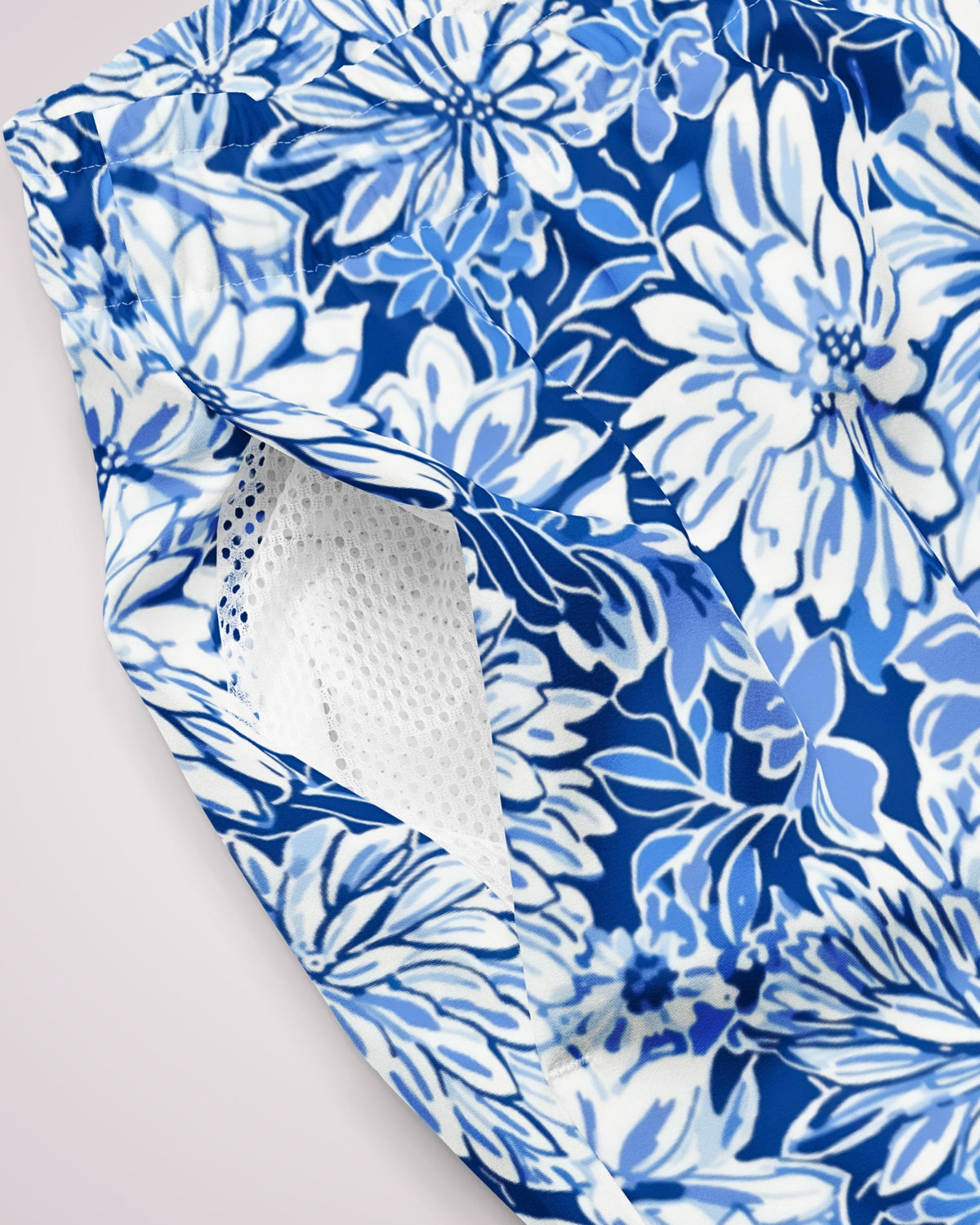 Mens Swim Trunks - Blue Floral V