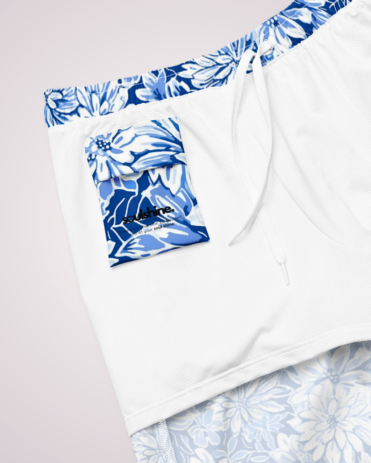 Mens Swim Trunks - Blue Floral V