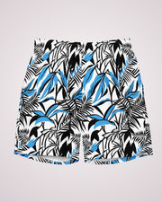Mens Swim Trunks - Blue Tropical Abstract IX