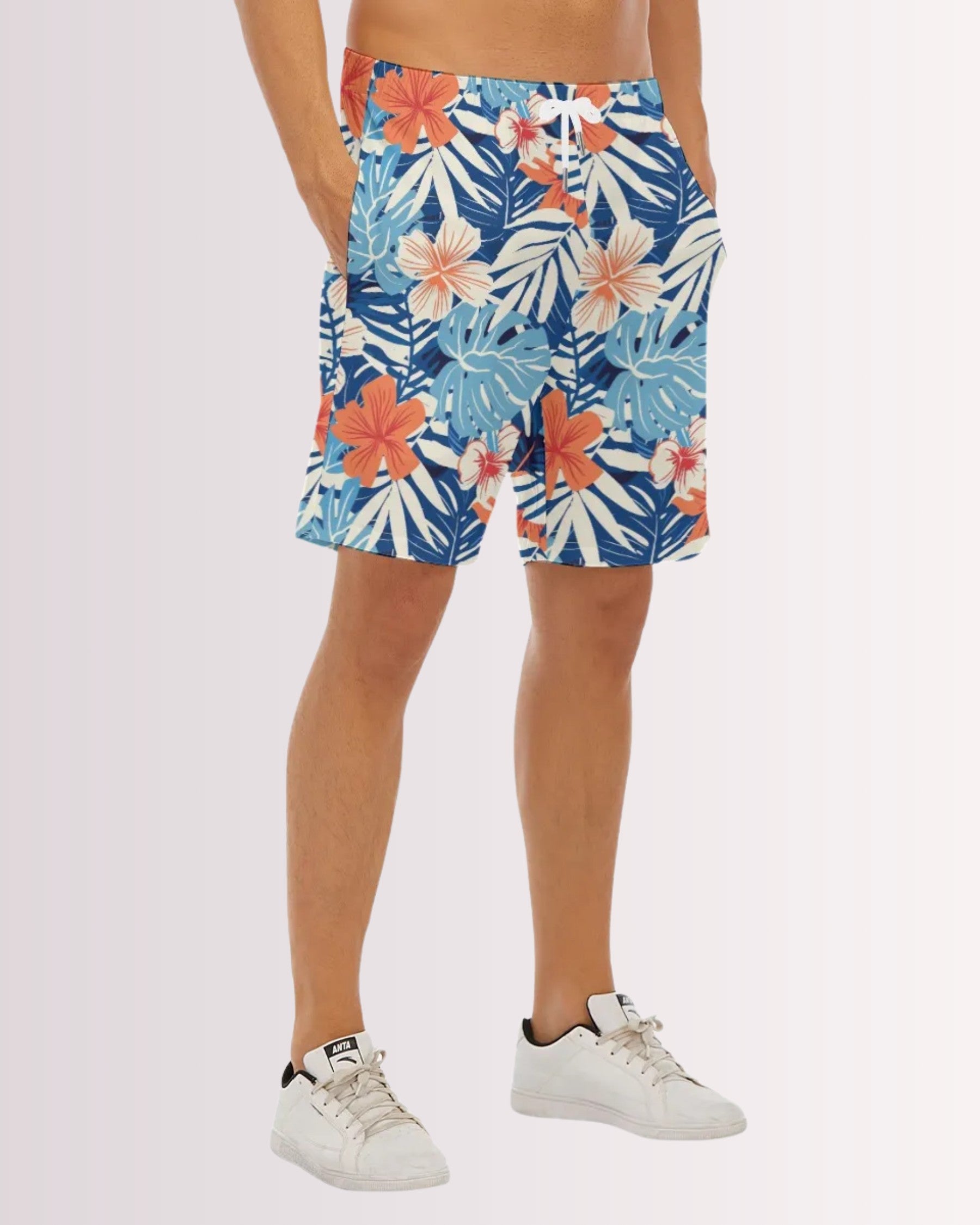 Mens Beach Shorts - Blue Tropoical II