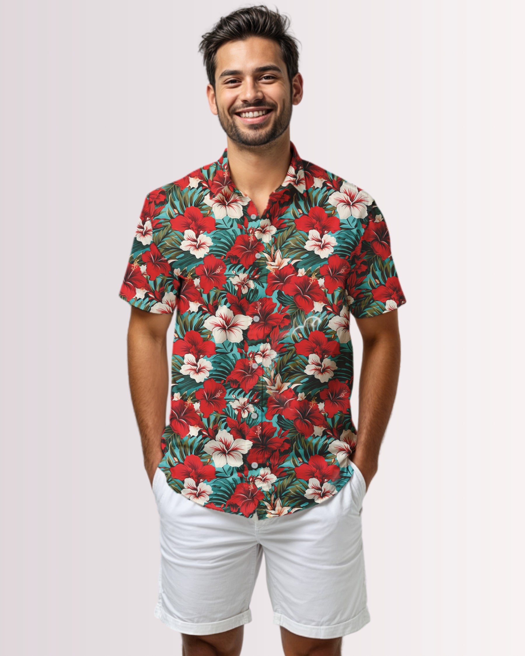 Mens Hawaiian Shirt - Red Hawaiian II