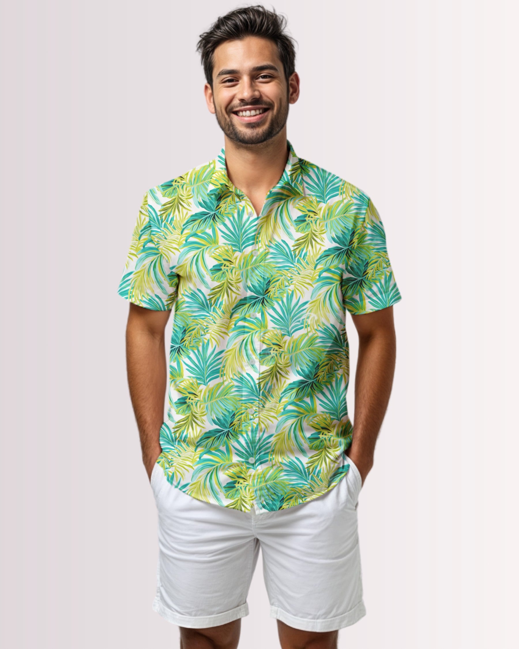 Mens Hawaiian Shirt - Palm Leaves I