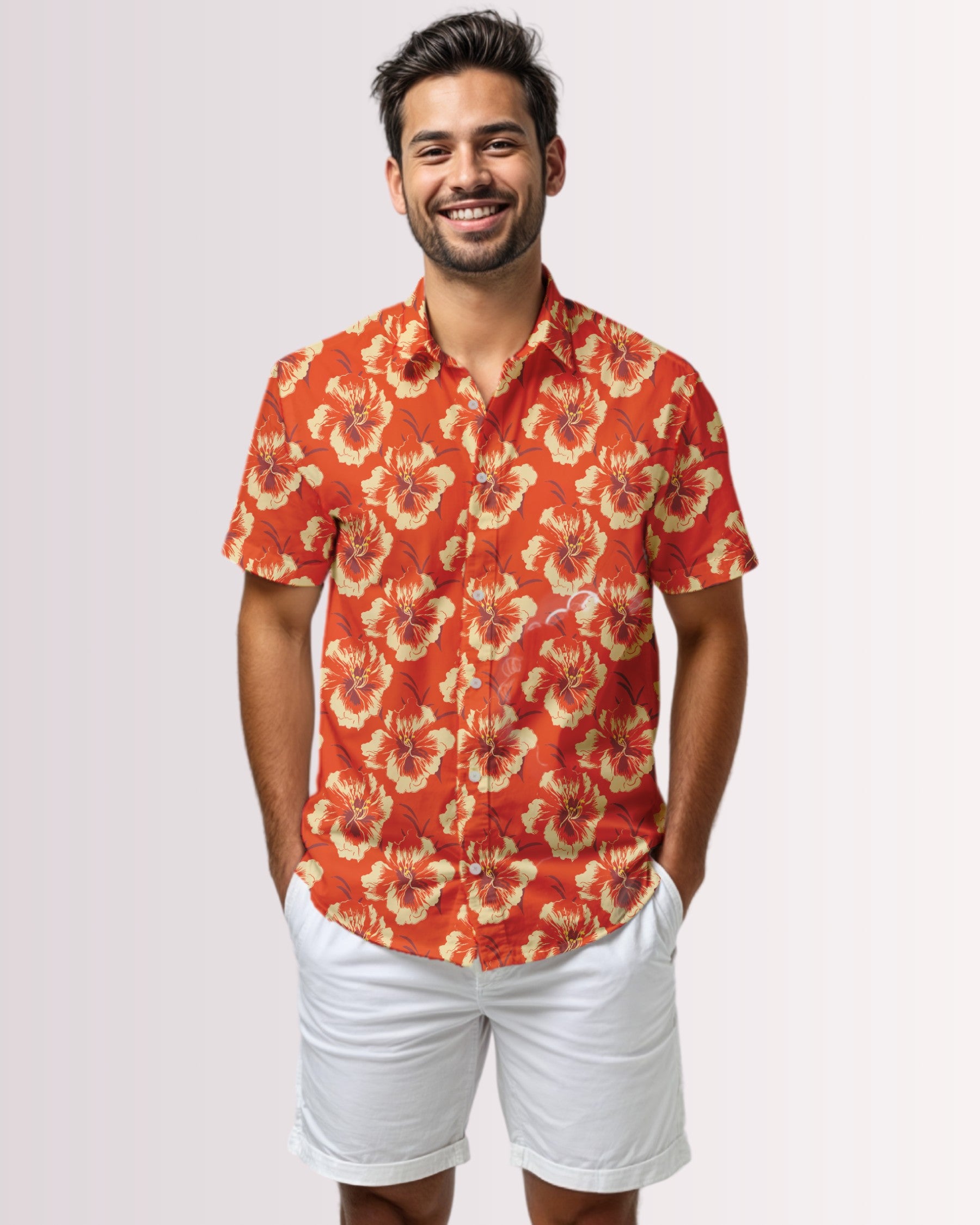 Mens Hawaiian Shirt - Red Hawaiian I