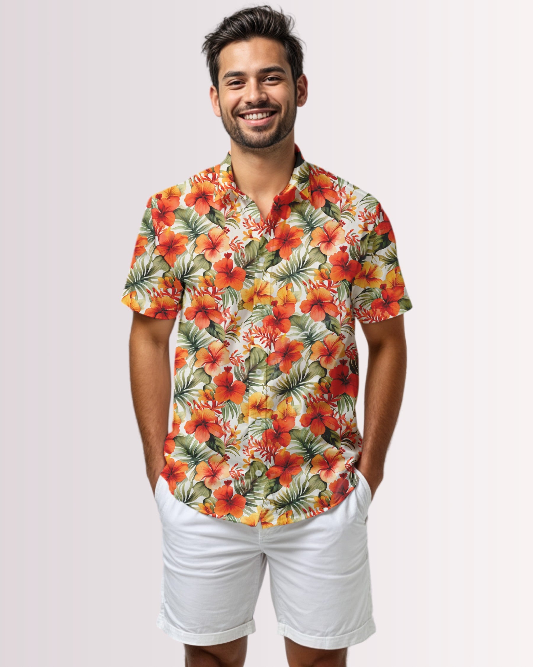 Mens Hawaiian Shirt - Orange Hawaiian III