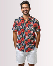 Mens Hawaiian Shirt - Tropical Floral IX
