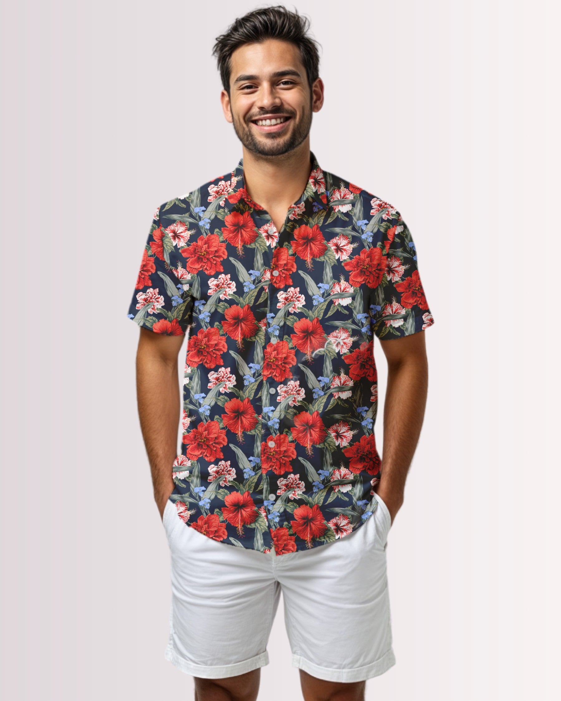 Mens Hawaiian Shirt - Tropical Floral IX