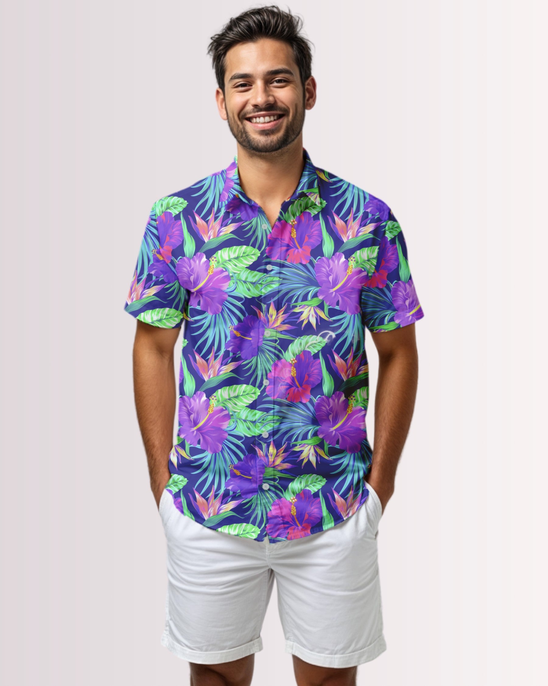 Mens Hawaiian Shirt - Purple Hawaiian IV