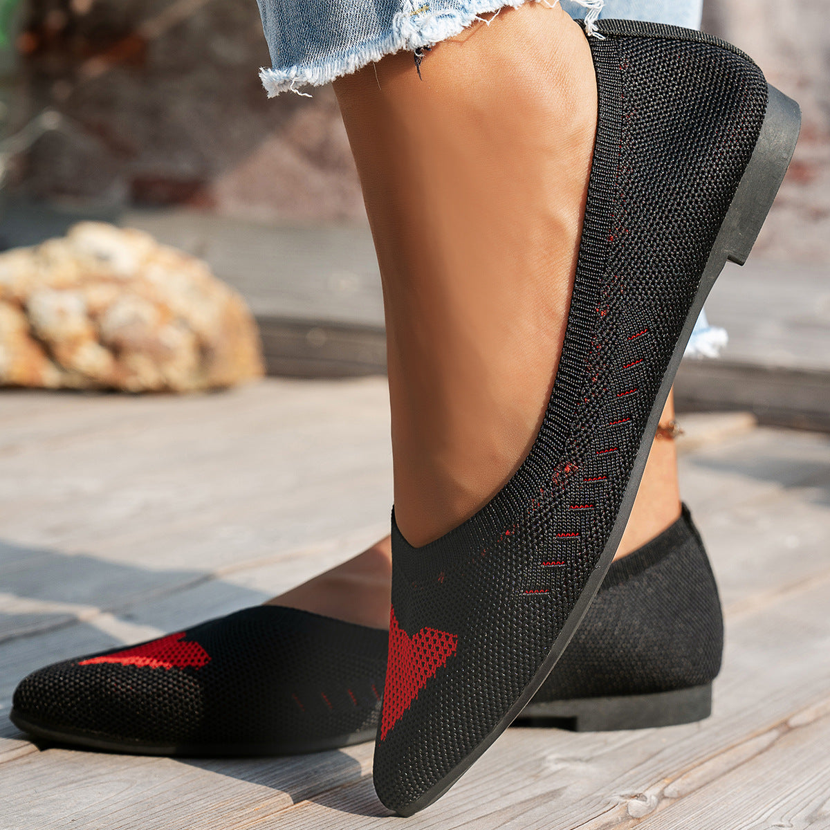 Mesh Point Toe Flat Slip-Ons