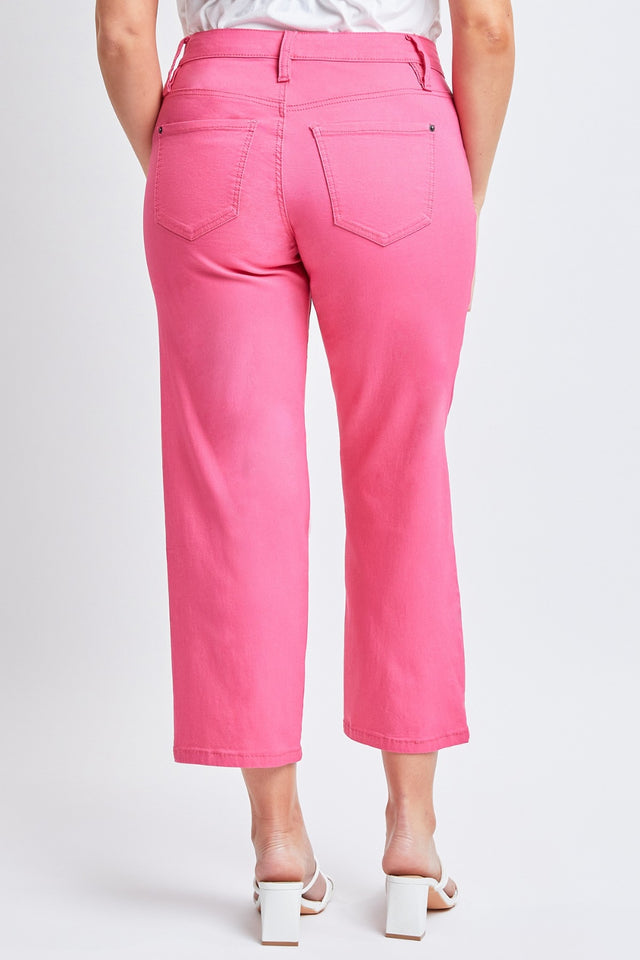 Mid-rise hyperstretch cropped straight pants, opaque.