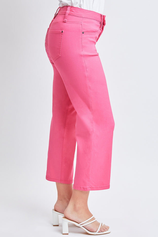 Mid-rise hyperstretch cropped straight pants, opaque.