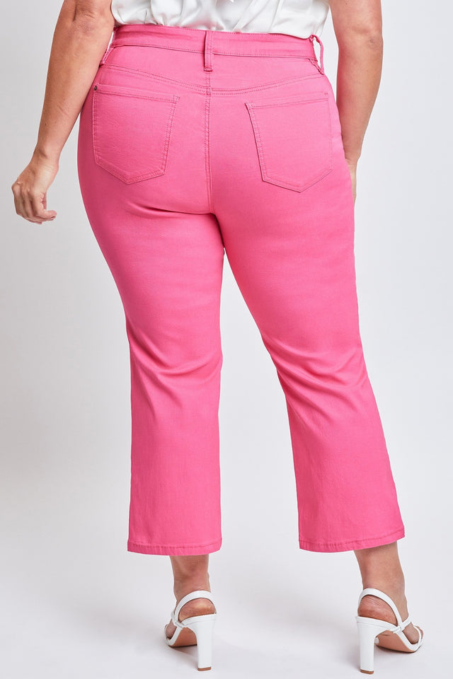 Mid-rise hyperstretch cropped straight pants, opaque.