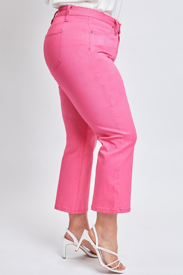 Mid-rise hyperstretch cropped straight pants, opaque.