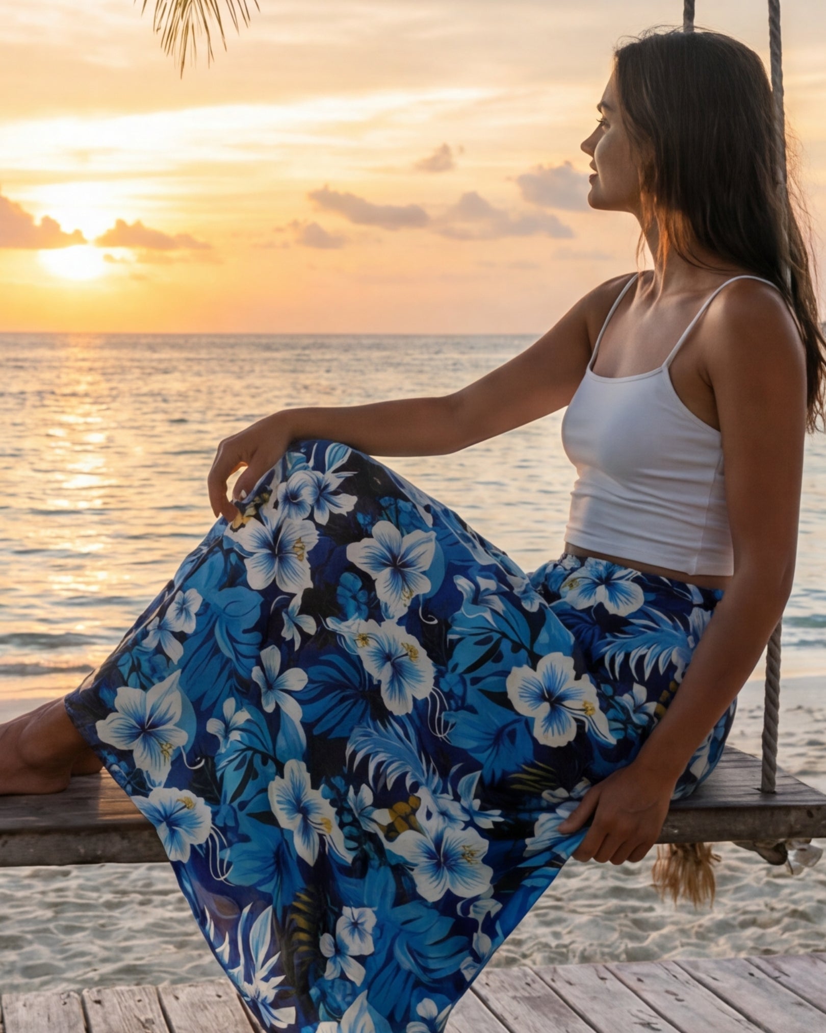 Midi Skirt - Blue Hawaiian