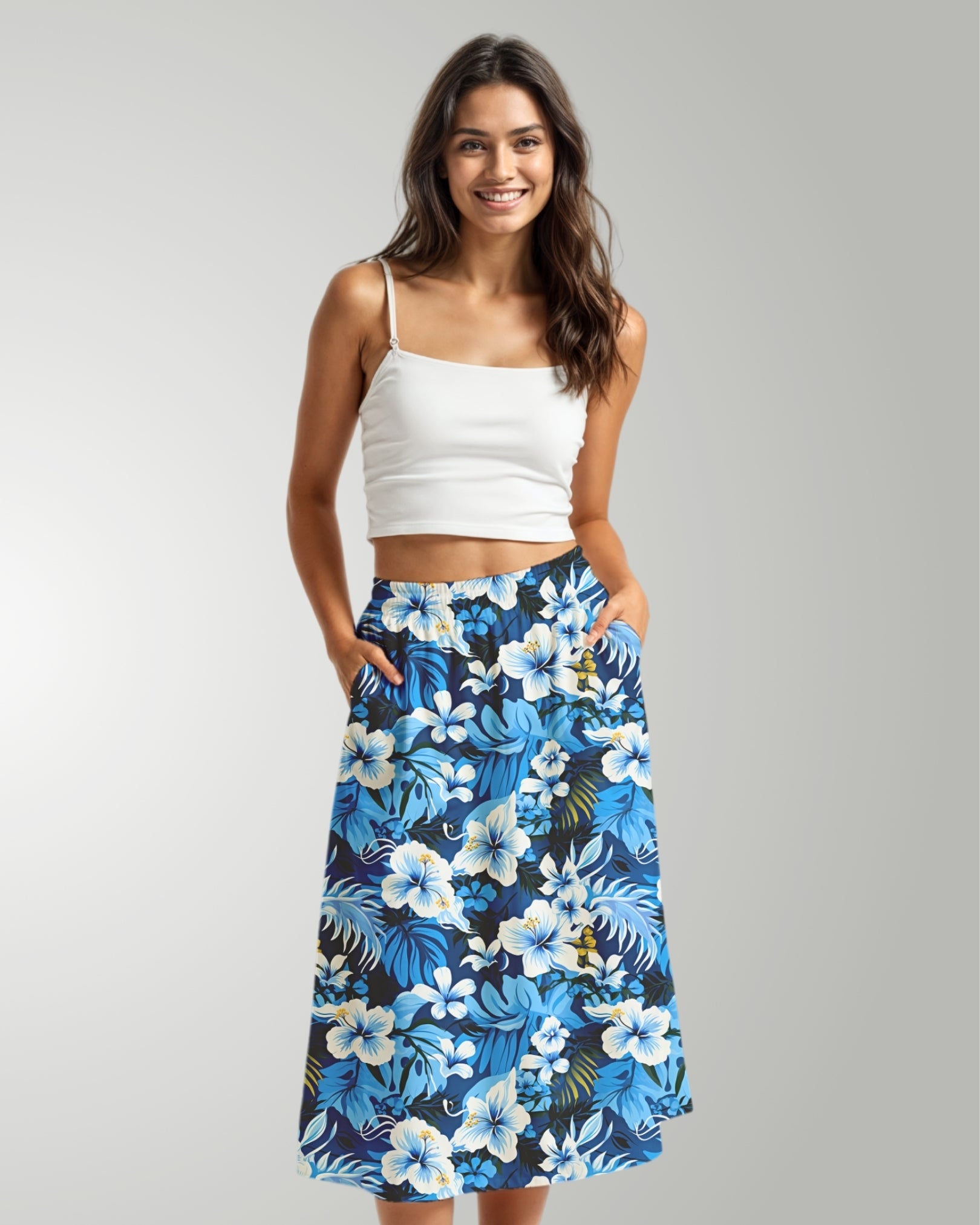 Midi Skirt - Blue Hawaiian