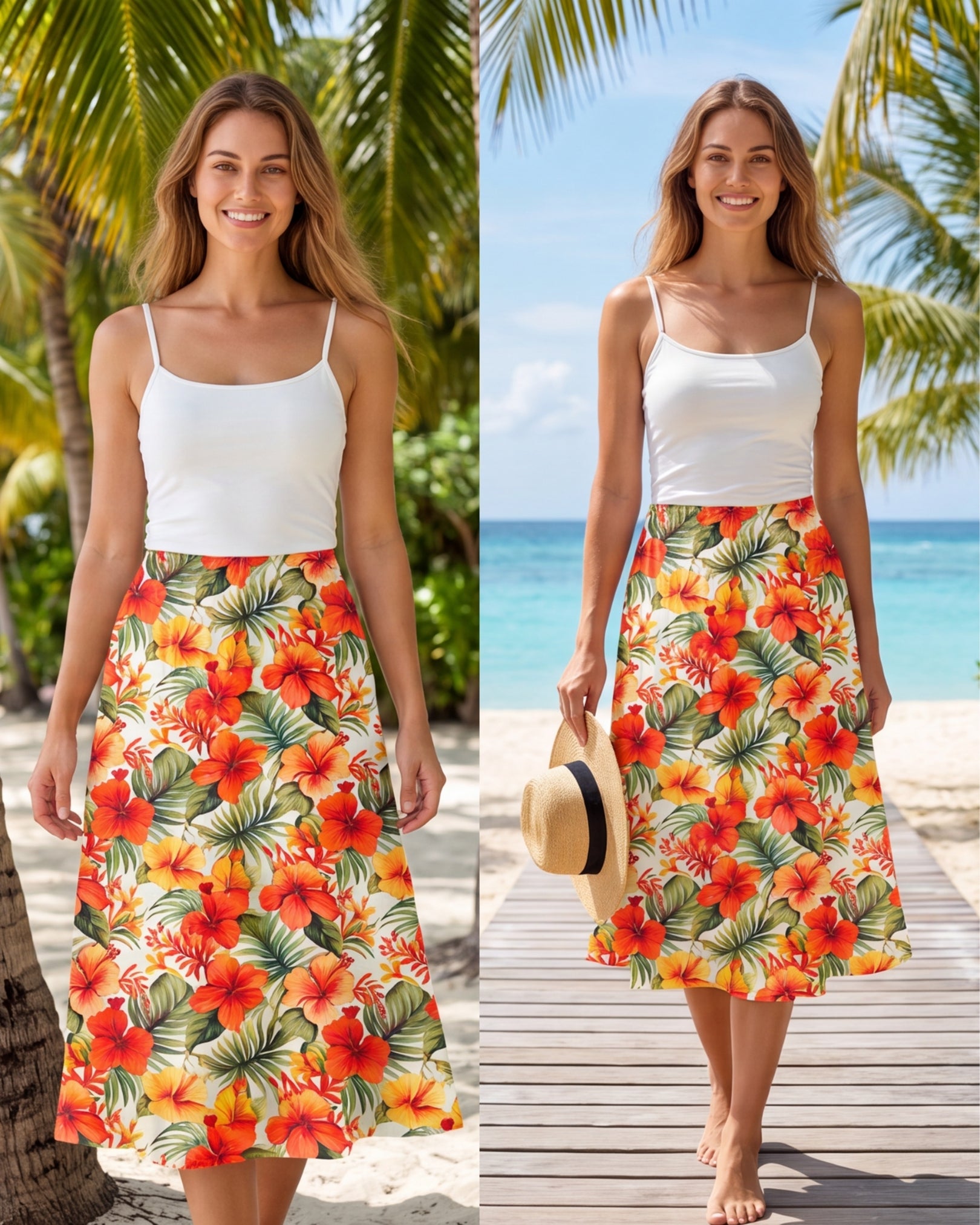 Midi Skirt - Sunset Bloom