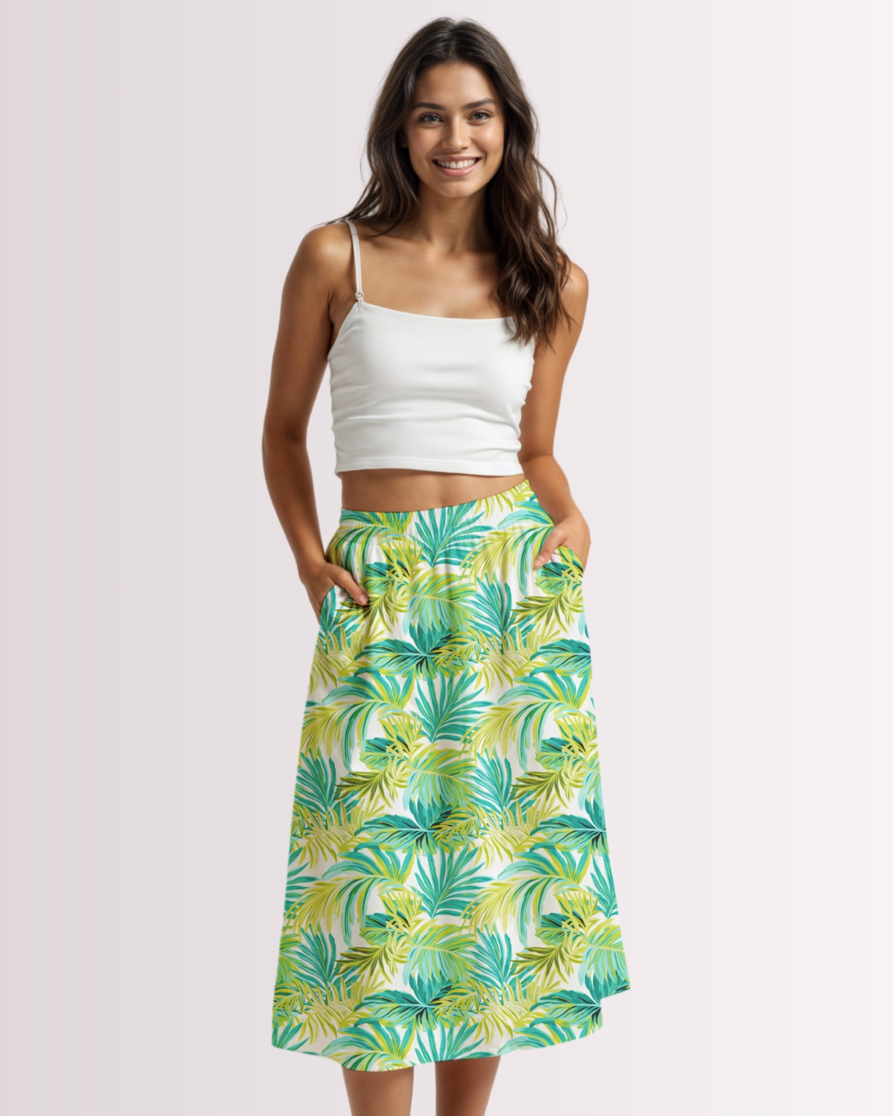 Midi Skirt - Palm Leaves I
