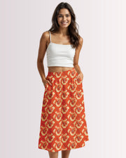 Midi Skirt - Red Hawaiian I