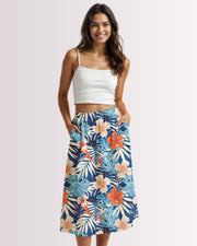 Midi Skirt - Blue Tropoical II