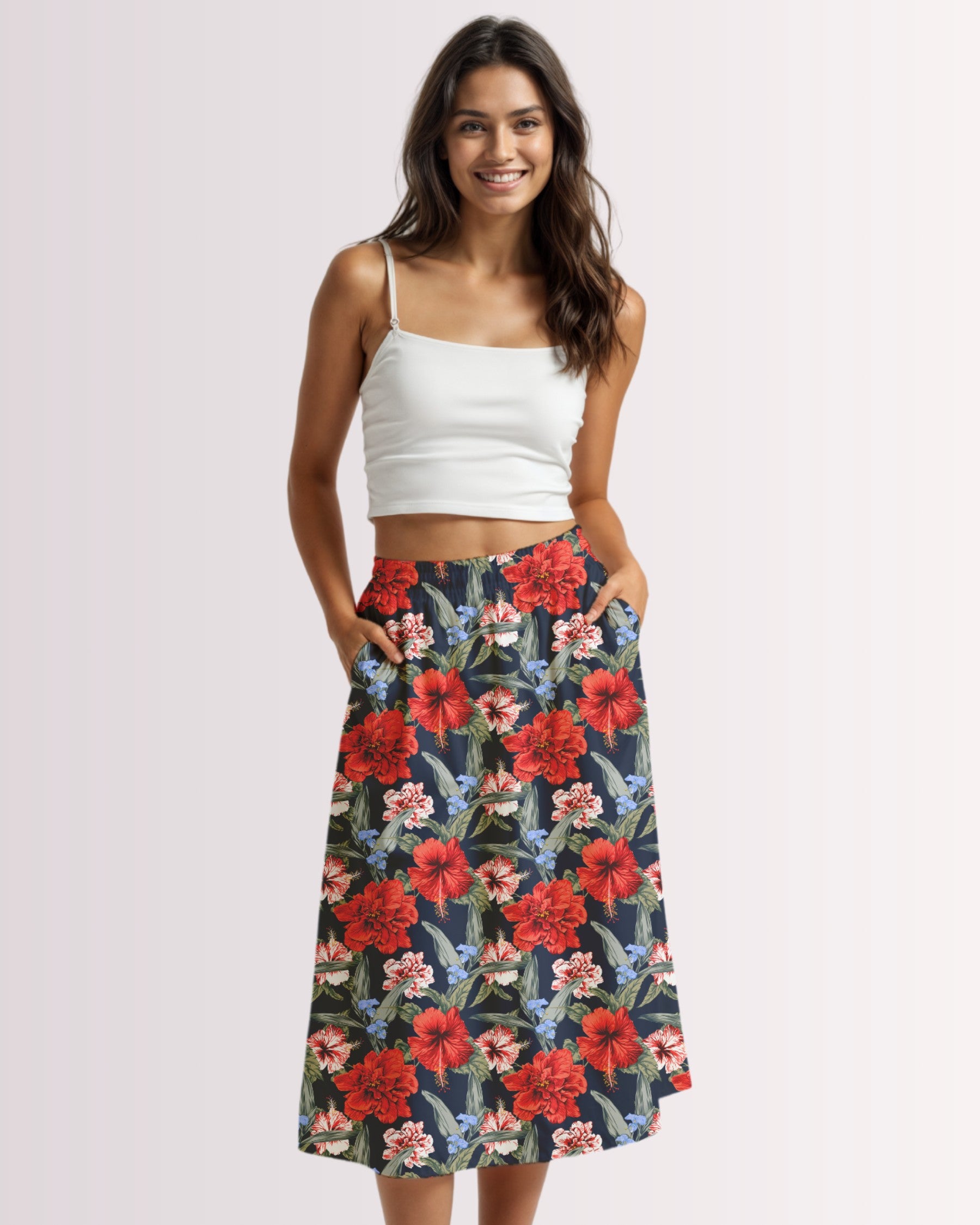 Midi Skirt - Tropical Floral IX