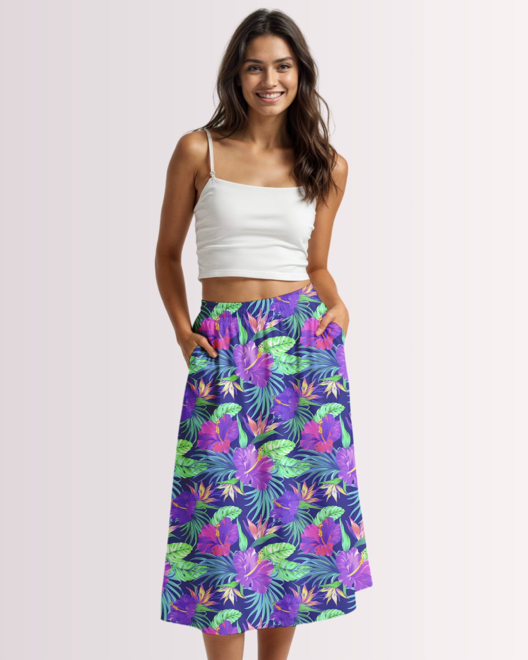 Midi Skirt - Purple Hawaiian IV