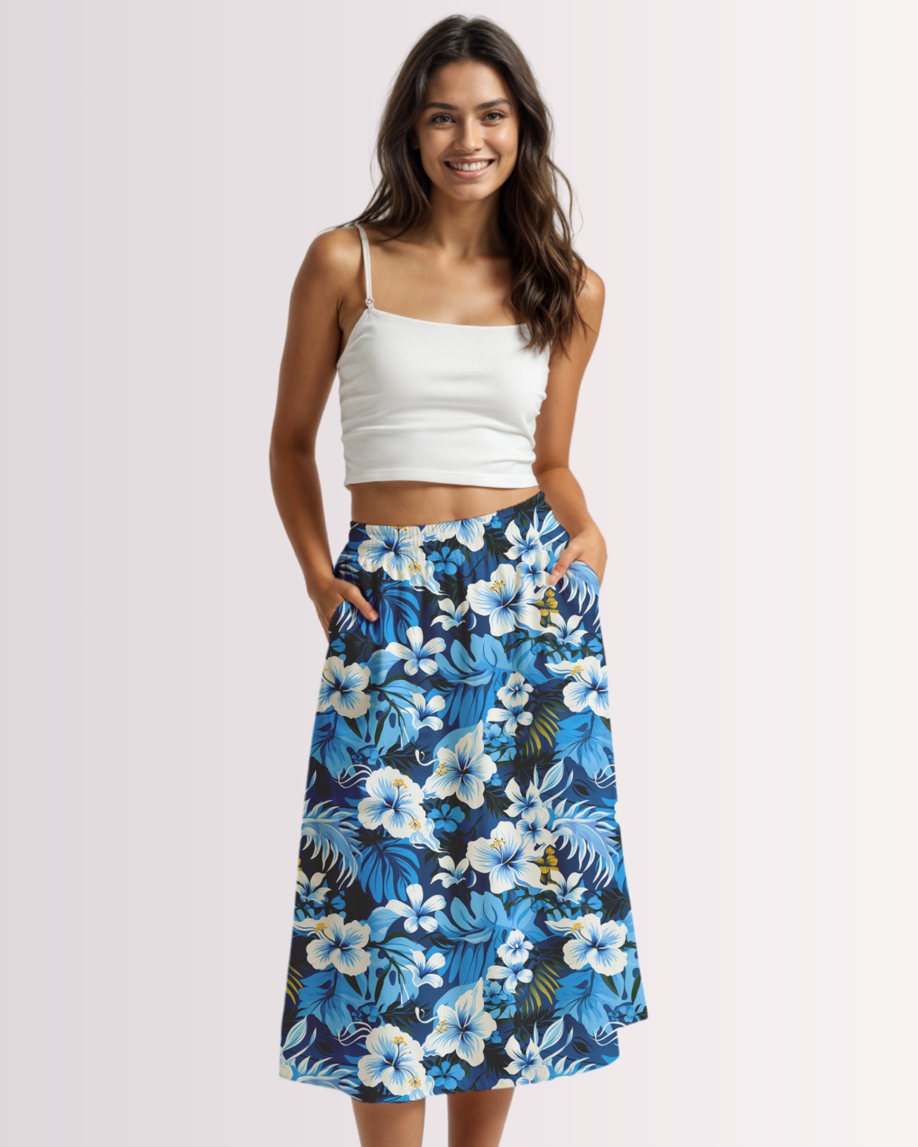 Midi Skirt - Blue Hawaiian I