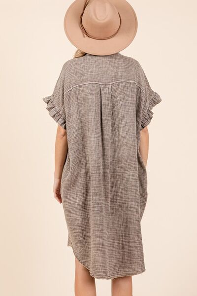 Mittoshop Mineral Wash Cotton Gauze Mini Shirt Dress.