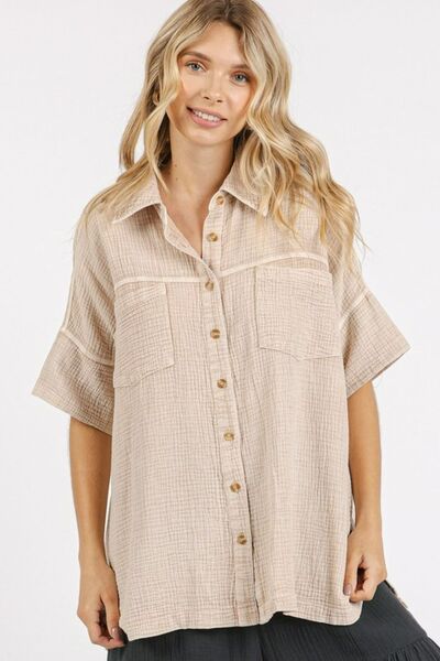 Mittoshop Mineral Wash Gauze Oversized Short Sleeve Shirt.