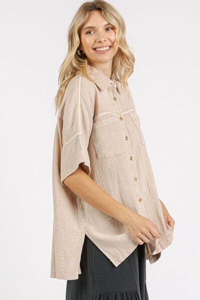 Mittoshop Mineral Wash Gauze Oversized Short Sleeve Shirt.