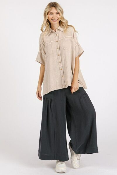 Mittoshop Mineral Wash Gauze Oversized Short Sleeve Shirt.