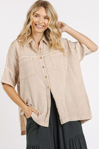 Mittoshop Mineral Wash Gauze Oversized Short Sleeve Shirt.