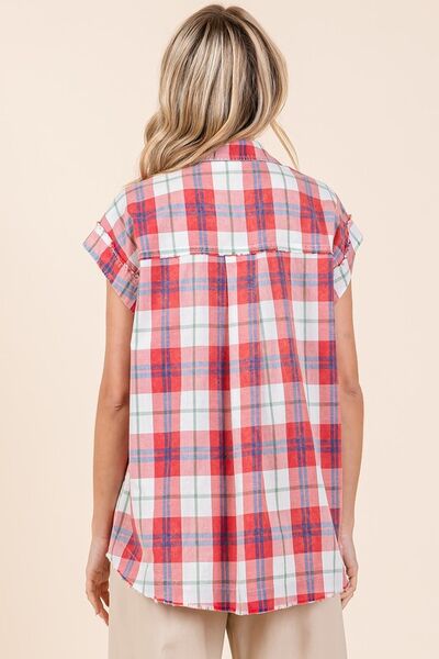 Mittoshop Mineral Wash Plaid Button Down Shirt.