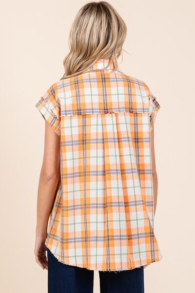Mittoshop Mineral Wash Plaid Button Down Shirt.