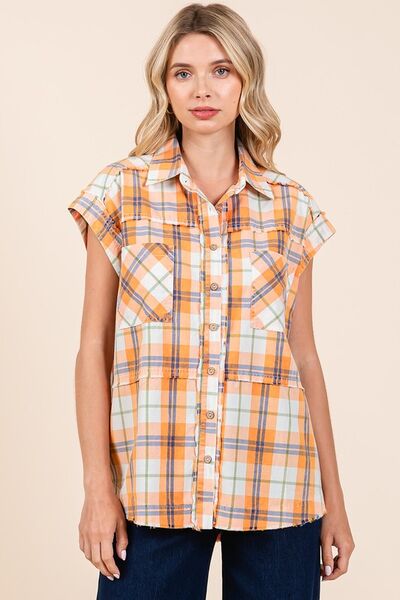 Mittoshop Mineral Wash Plaid Button Down Shirt.