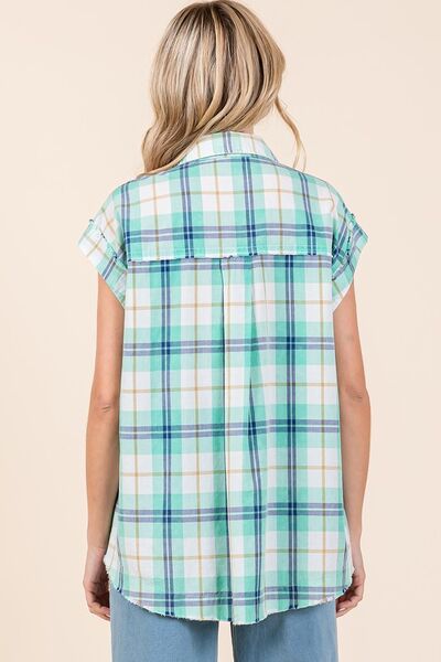 Mittoshop Mineral Wash Plaid Button Down Shirt.