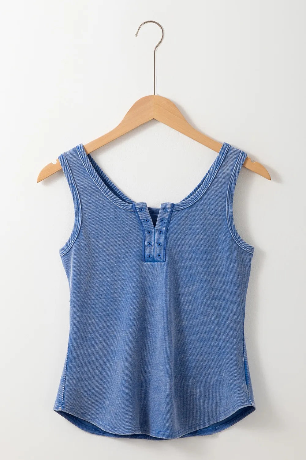 Mineral wash ribbed notch neck tank top.