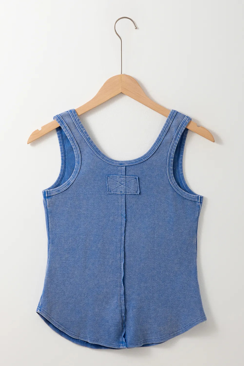 Mineral wash ribbed notch neck tank top.