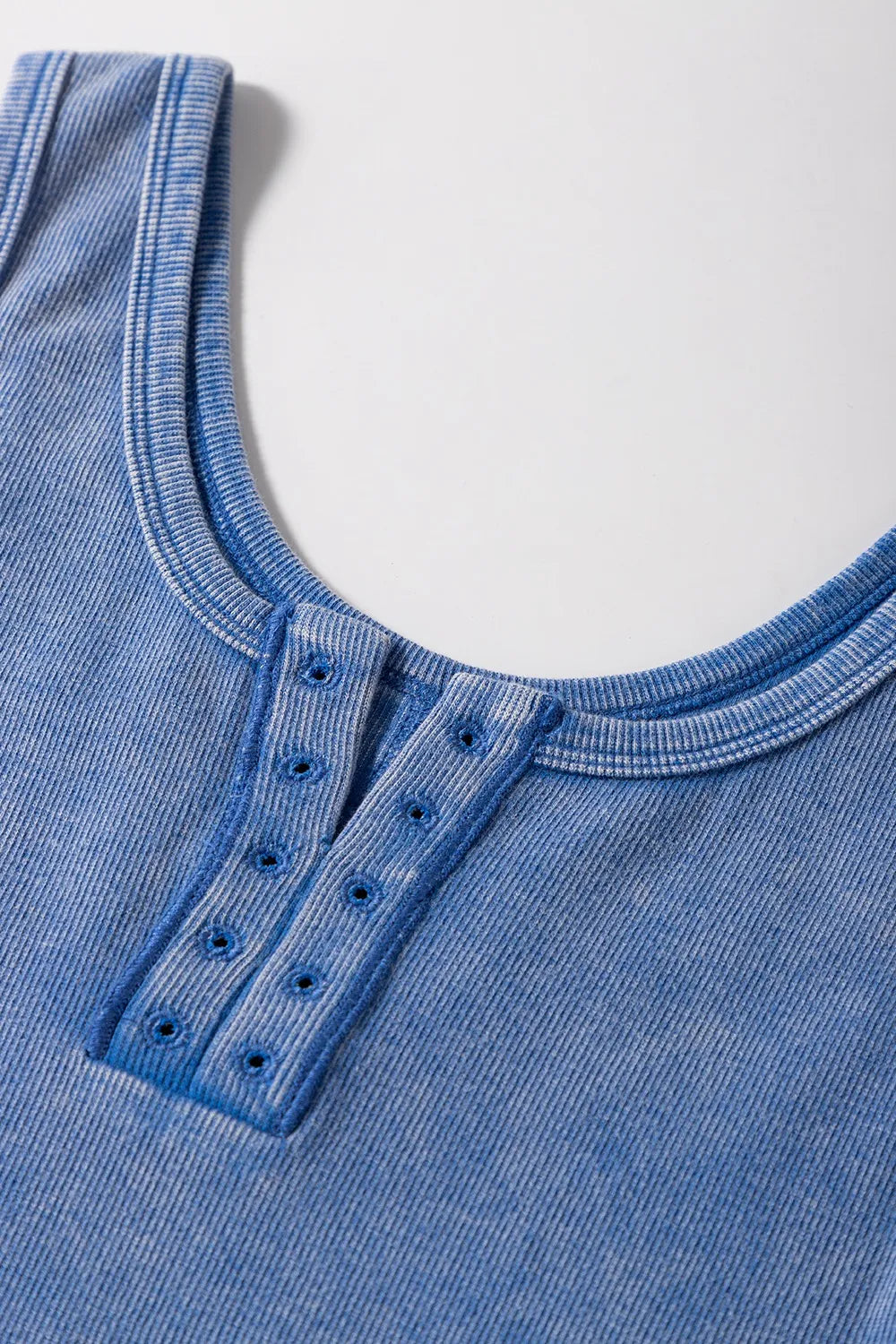 Mineral wash ribbed notch neck tank top.