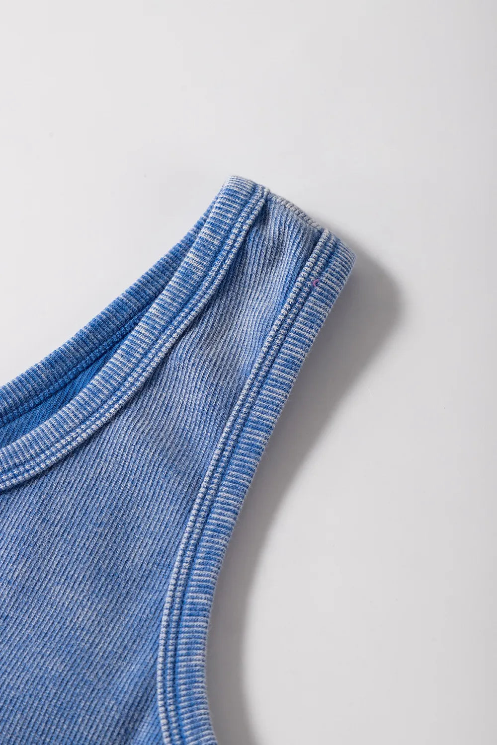Mineral wash ribbed notch neck tank top.