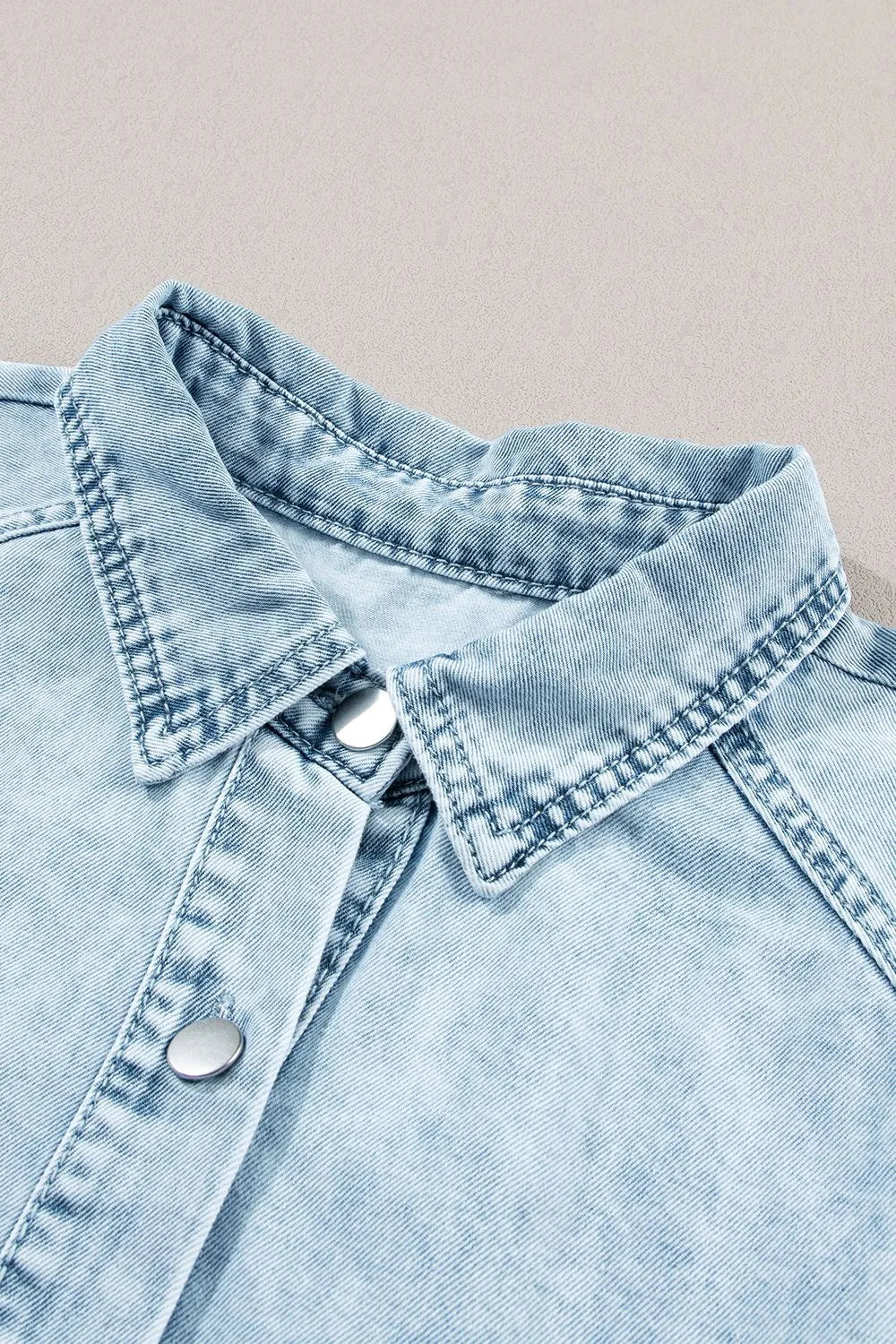 Mineral Wash Ruffle Sleeve Denim Dress.