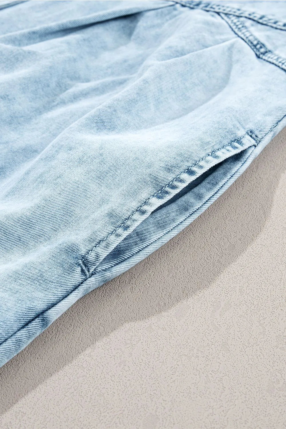 Mineral Wash Ruffle Sleeve Denim Dress.