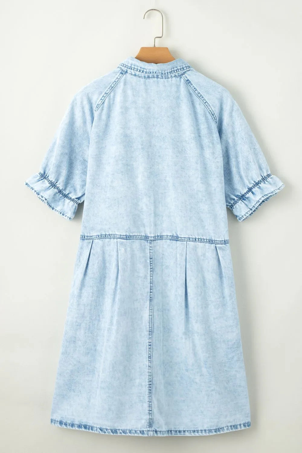 Mineral Wash Ruffle Sleeve Denim Dress.