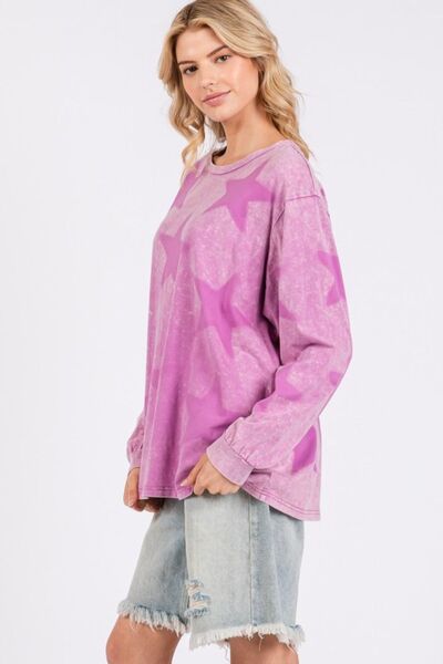 Mineral Wash Star Pattern T-Shirt