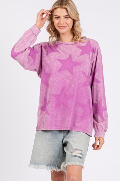 Mineral Wash Star Pattern T-Shirt