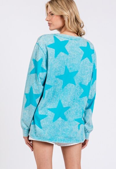 Mineral Wash Star Pattern T-Shirt